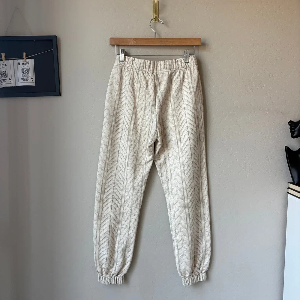 Rag & Bone Miramar Cable Knit Print Joggers Cream Beige 100% Cotton Size XS - Picture 6 of 10